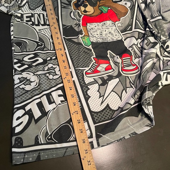 Hustle Shirt Mens 2X XXL Bailey Bear Streetwear AOP Drip Streetwear - Picture 8 of 8